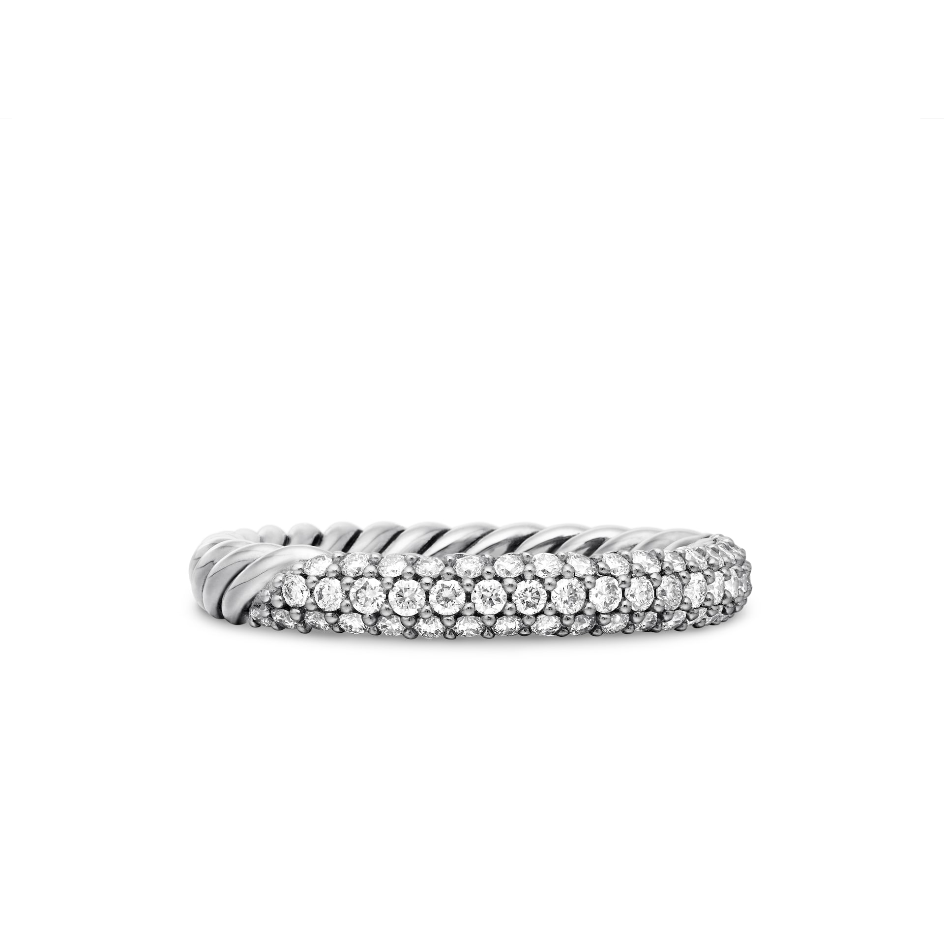 David Yurman Petite Pavé Stack Ring In Sterling Silver With Diamonds, 3mm