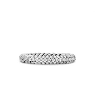 David Yurman Petite Pavé Stack Ring In Sterling Silver With Diamonds, 3mm