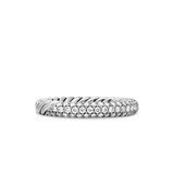 David Yurman Petite Pavé Stack Ring In Sterling Silver With Diamonds, 3mm - Ring Size L