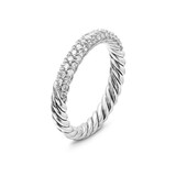 David Yurman Petite Pavé Stack Ring In Sterling Silver With Diamonds, 3mm - Ring Size L