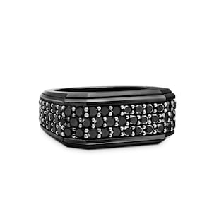 David Yurman Deco Signet Ring In Black Titanium With Black Diamonds, 10mm