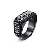 David Yurman Deco Signet Ring In Black Titanium With Black Diamonds, 10mm - Ring Size T.5