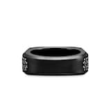 David Yurman Deco Signet Ring In Black Titanium With Black Diamonds, 10mm - Ring Size T.5