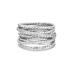 37360364 - Crossover Ring In Sterling Silver With Diamonds, 12mm