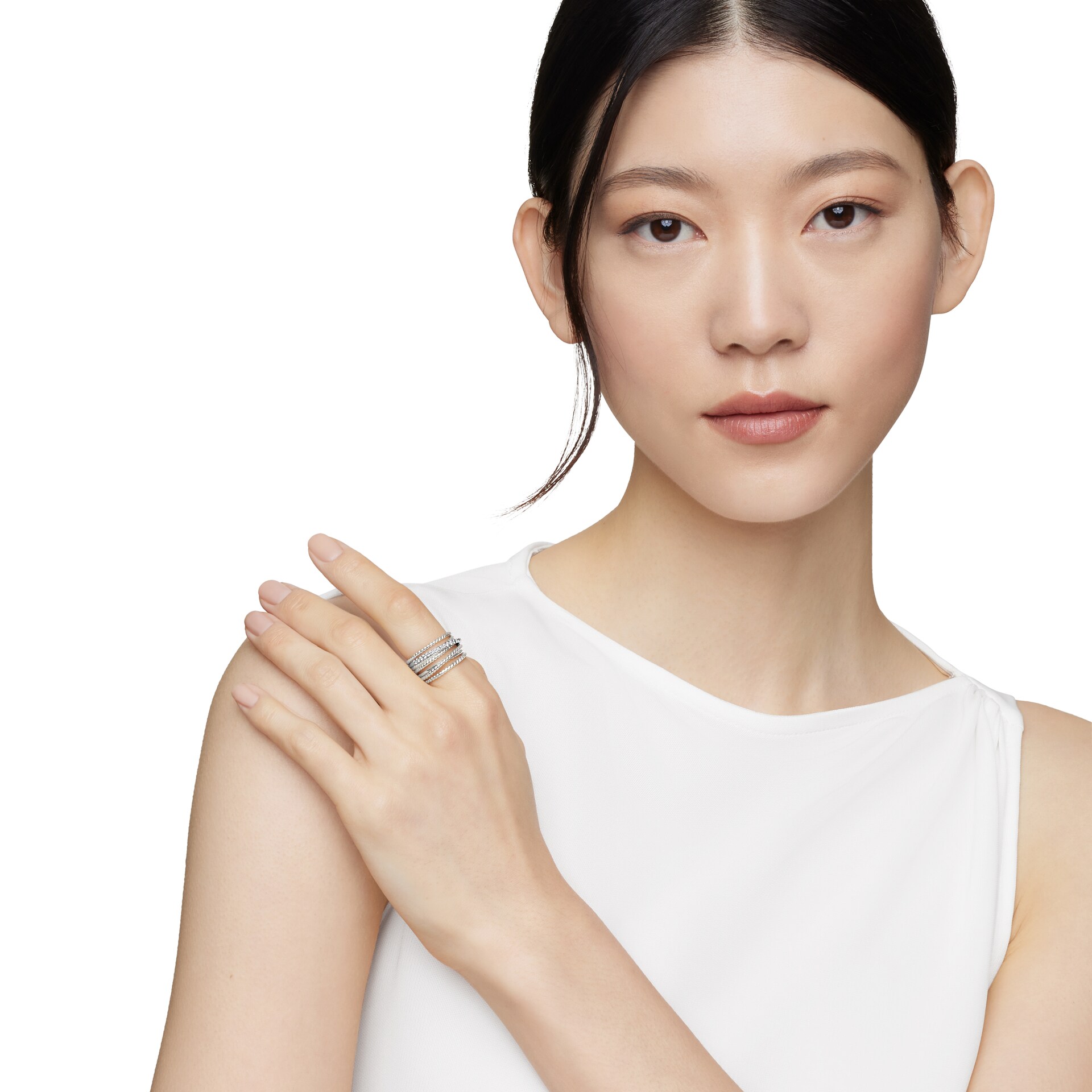 David Yurman Crossover Ring In Sterling Silver With Diamonds, 12mm David Yurman Crossover Ring In Sterling Silver With Diamonds, 12mm