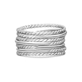 David Yurman Crossover Ring In Sterling Silver With Diamonds, 12mm - Ring Size Q