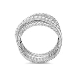 David Yurman Crossover Ring In Sterling Silver With Diamonds, 12mm - Ring Size Q