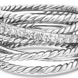 David Yurman Crossover Ring In Sterling Silver With Diamonds, 12mm - Ring Size Q