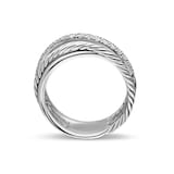 David Yurman Crossover Band Ring In Sterling Silver With Diamonds, 6.8mm