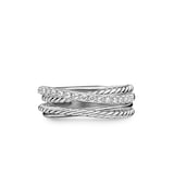 David Yurman Crossover Band Ring In Sterling Silver With Diamonds, 6.8mm