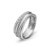David Yurman Crossover Band Ring In Sterling Silver With Diamonds, 6.8mm