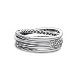 David Yurman Crossover Band Ring In Sterling Silver With Diamonds, 6.8mm