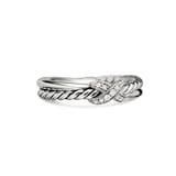 David Yurman Petite X Ring In Sterling Silver With Diamonds, 4mm