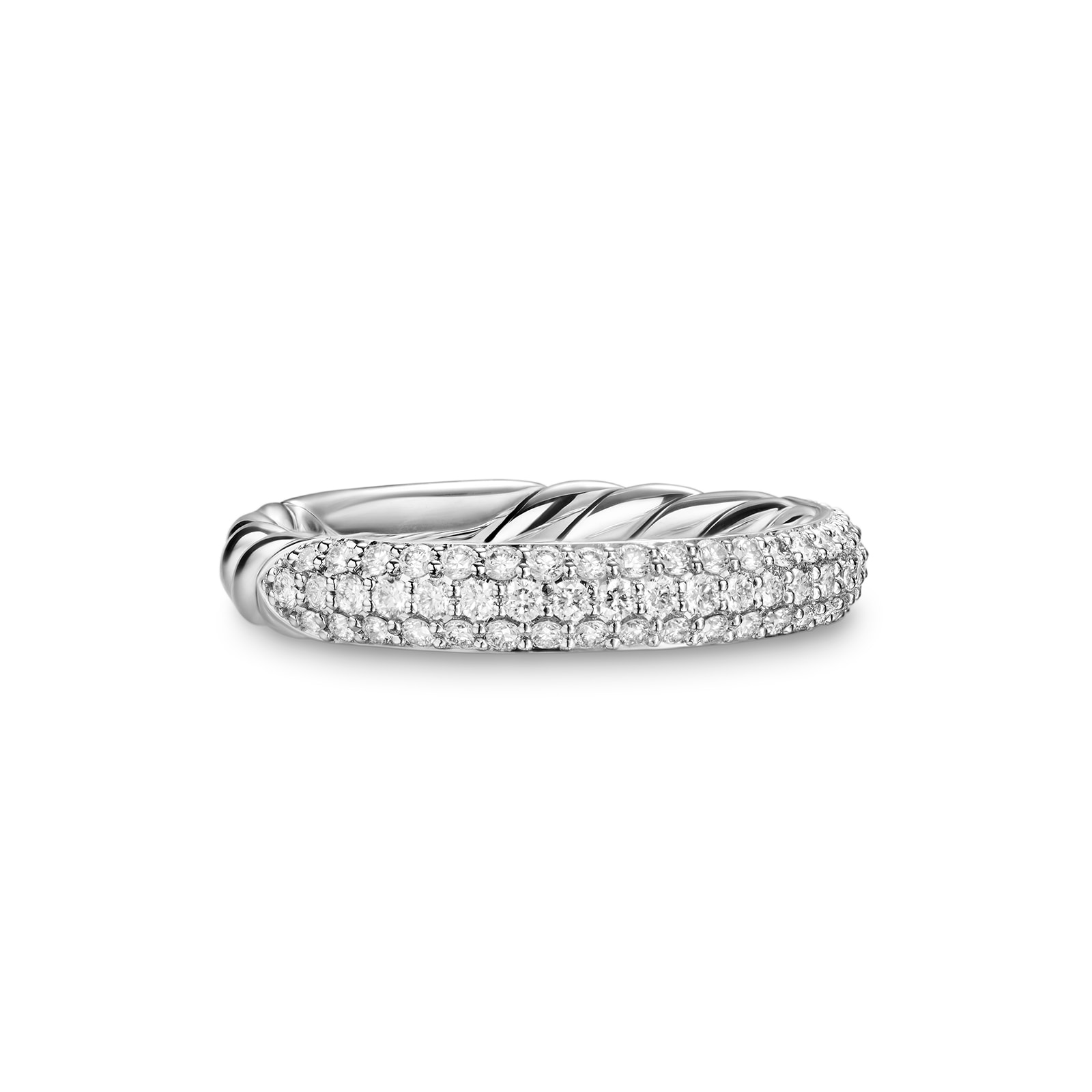 DY Mercer™ Pavé Band Ring In Sterling Silver With Diamonds, 3.7mm - Ring Size Q