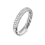 David Yurman DY Mercer™ Pavé Band Ring In Sterling Silver With Diamonds, 3.7mm
