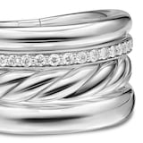 David Yurman DY Mercer™ Four Row Ring In Sterling Silver With Diamonds, 13.8mm - Ring Size I