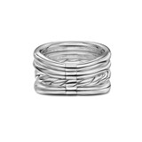 David Yurman DY Mercer™ Four Row Ring In Sterling Silver With Diamonds, 13.8mm - Ring Size I