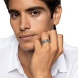 David Yurman Chevron Band Ring In Sterling Silver With Black Diamonds, 8mm - Ring Size T.5
