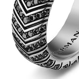 David Yurman Chevron Band Ring In Sterling Silver With Black Diamonds, 8mm - Ring Size T.5