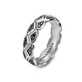 David Yurman Hex Band Ring In Sterling Silver With Black Diamonds, 6mm - Ring Size  9