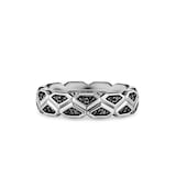 David Yurman Hex Band Ring In Sterling Silver With Black Diamonds, 6mm - Ring Size  10