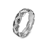 David Yurman Hex Band Ring In Sterling Silver With Black Diamonds, 6mm - Ring Size  10