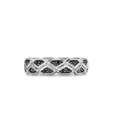 David Yurman Hex Band Ring In Sterling Silver With Black Diamonds, 6mm - Ring Size  10