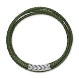 David Yurman Chevron Triple Wrap Bracelet In Green Leather With Sterling Silver, 3mm - Size Medium