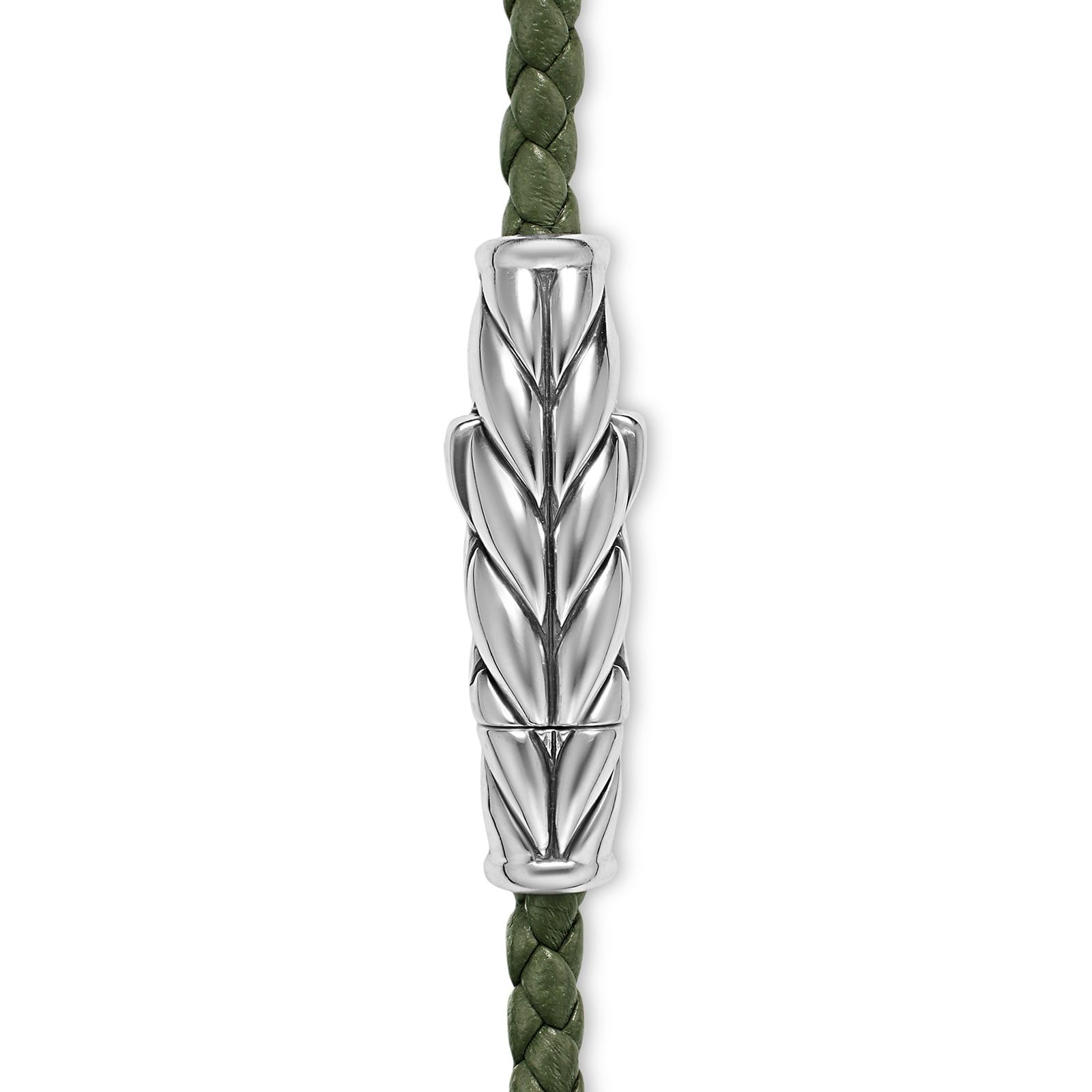 David Yurman Chevron Triple Wrap Bracelet In Green Leather With Sterling Silver, 3mm - Size Medium David Yurman Chevron Triple Wrap Bracelet In Green Leather With Sterling Silver, 3mm - Size Medium