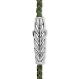 David Yurman Chevron Triple Wrap Bracelet In Green Leather With Sterling Silver, 3mm - Size Medium