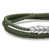 David Yurman Chevron Triple Wrap Bracelet In Green Leather With Sterling Silver, 3mm - Size Medium
