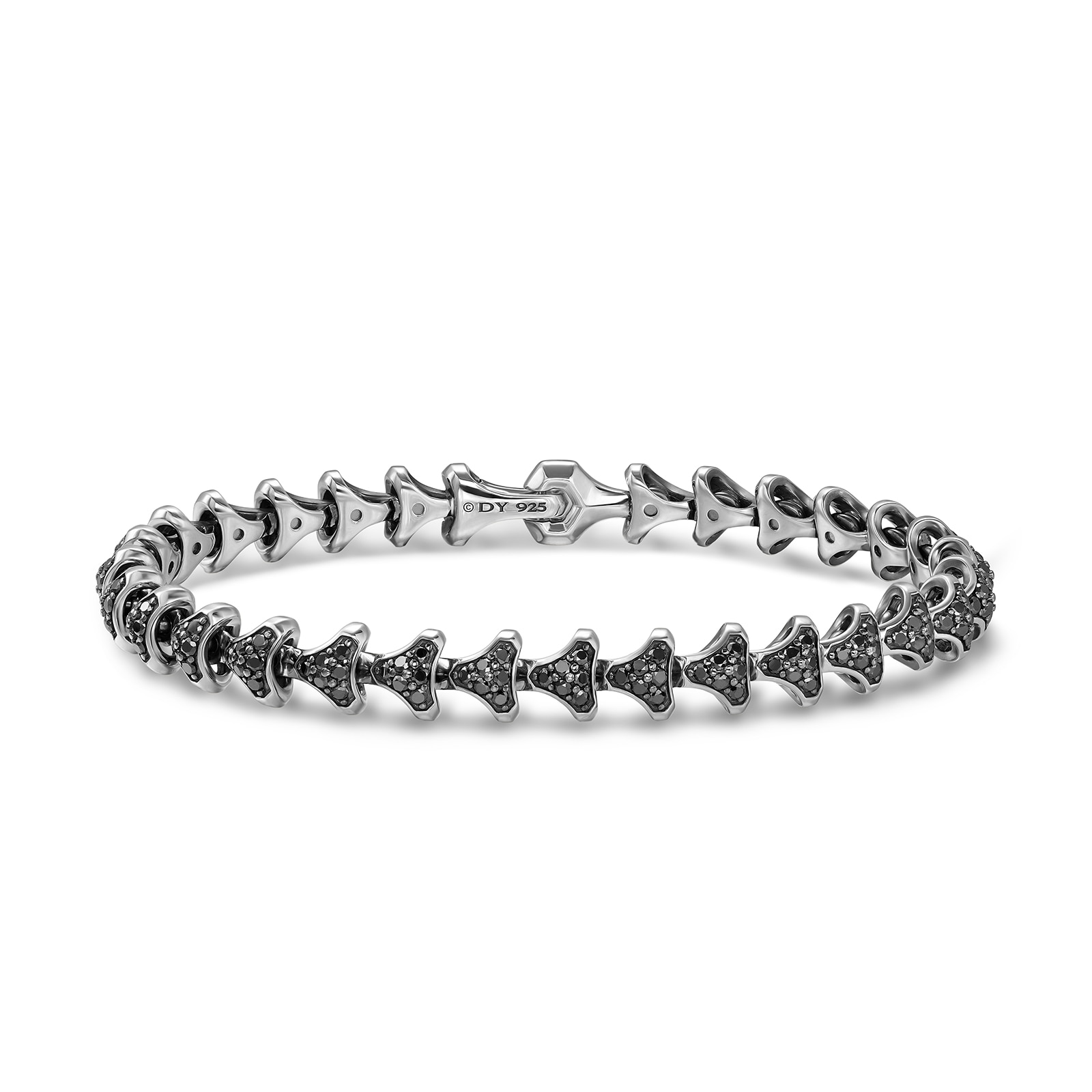 David Yurman Armory® Link Bracelet In Sterling Silver With Black Diamonds, 7.5mm - Size Medium