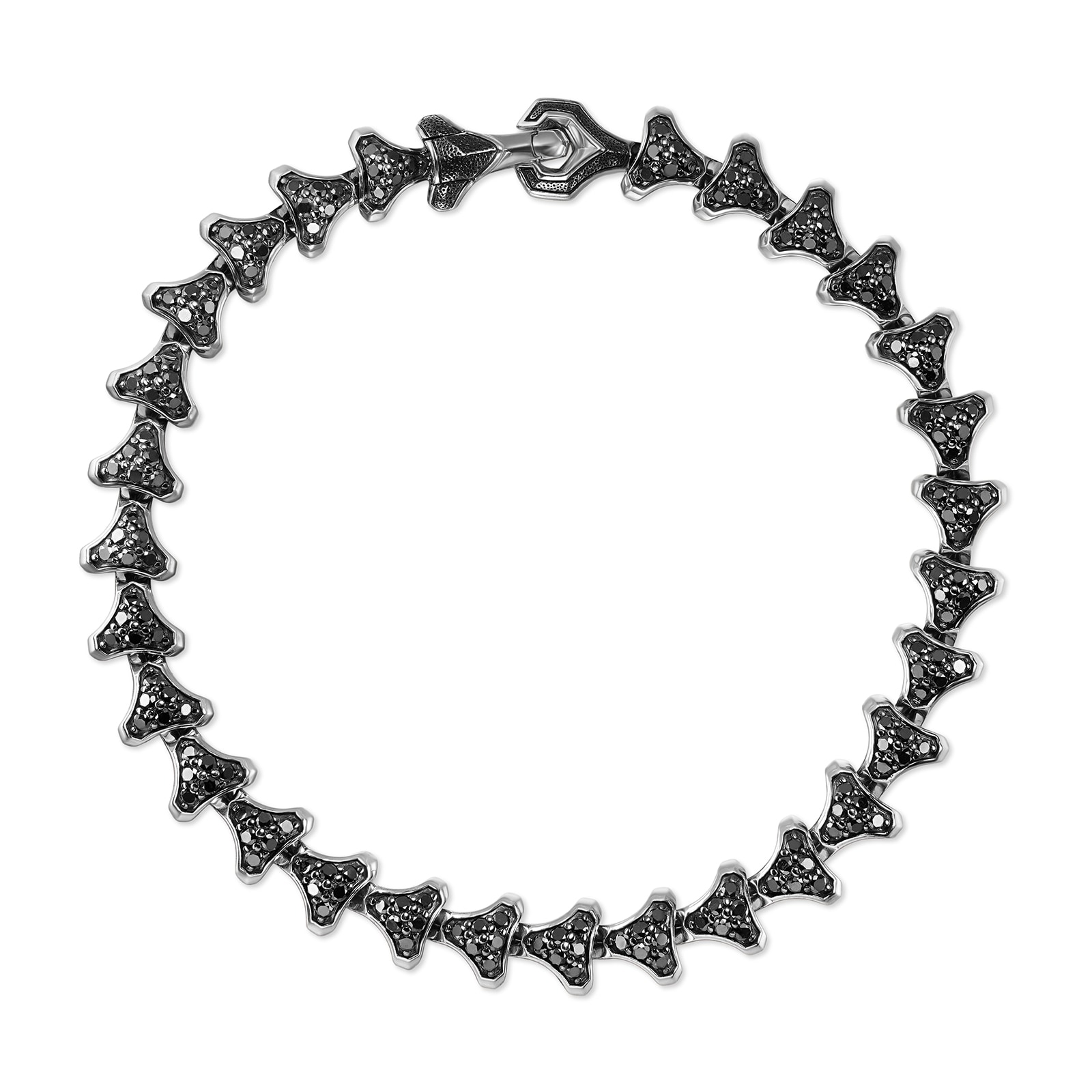 David Yurman Armory® Link Bracelet In Sterling Silver With Black Diamonds, 7.5mm - Size Medium