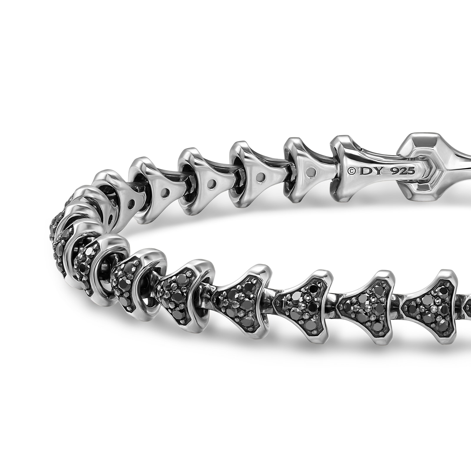 David Yurman Armory® Link Bracelet In Sterling Silver With Black Diamonds, 7.5mm - Size Medium