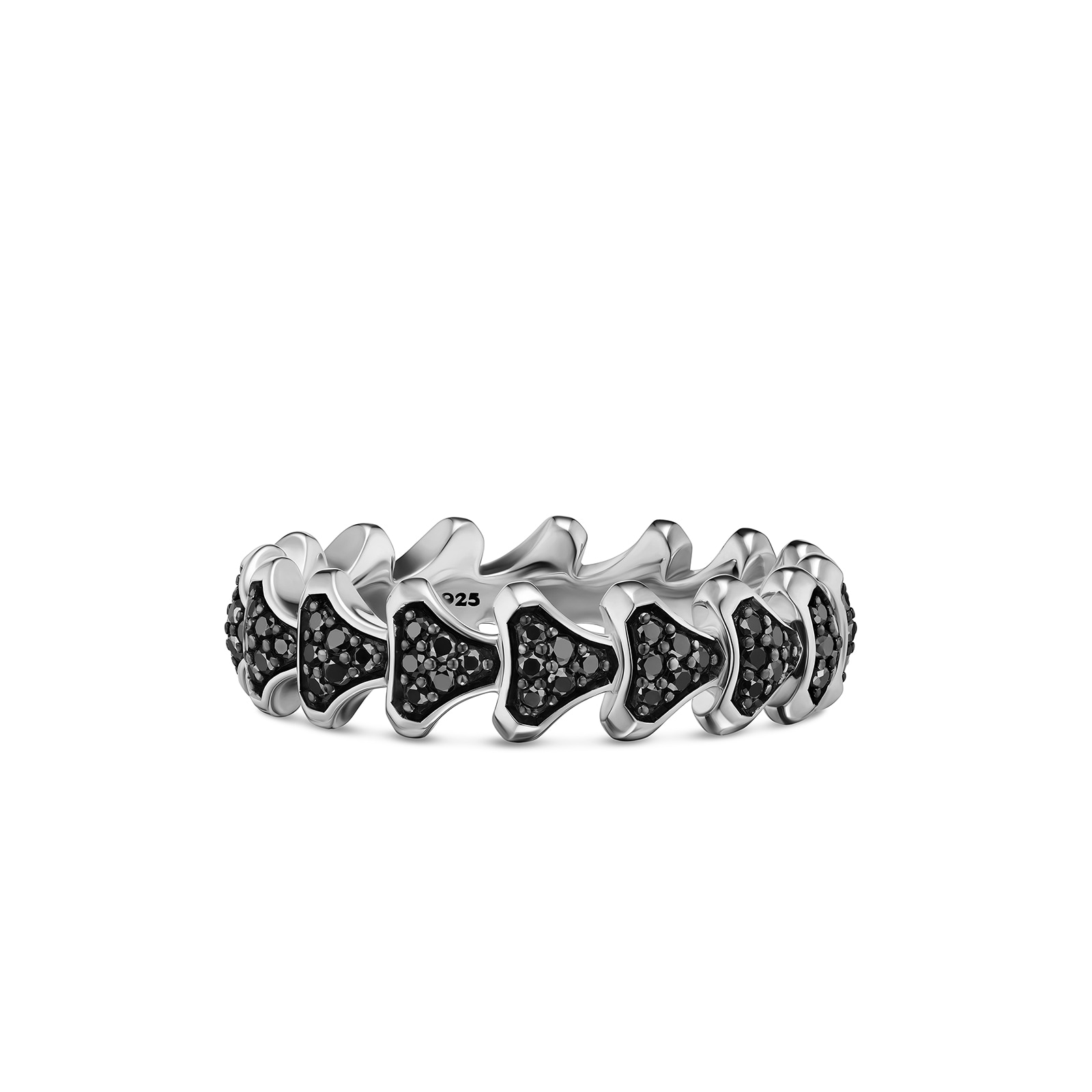 David Yurman Armory® Band Ring In Sterling Silver With Black Diamonds, 6.2mm - Ring Size 9 David Yurman Armory® Band Ring In Sterling Silver With Black Diamonds, 6.2mm - Ring Size 9