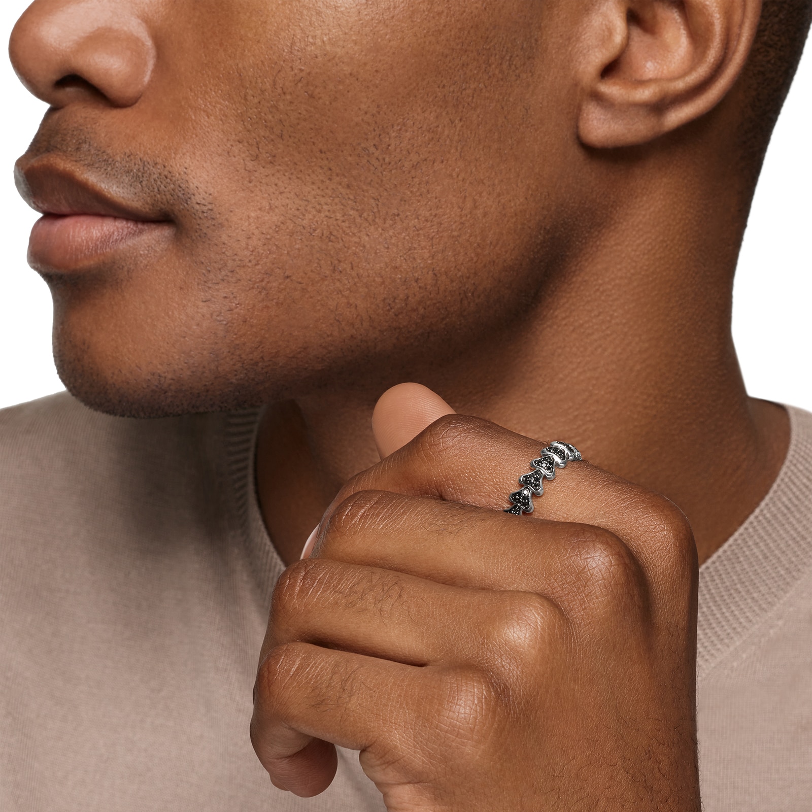 David Yurman Armory® Band Ring In Sterling Silver With Black Diamonds, 6.2mm - Ring Size 9