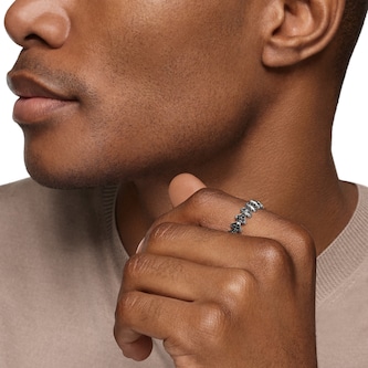 David Yurman Armory® Band Ring In Sterling Silver With Black Diamonds, 6.2mm - Ring Size 9