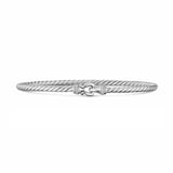 David Yurman Micro Cable Flex Buckle Bracelet In Sterling Silver With Diamonds, 2.6mm - Size Medium