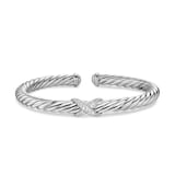 David Yurman Cable Flex X Bracelet In Sterling Silver With Diamonds, 6mm - Size Small