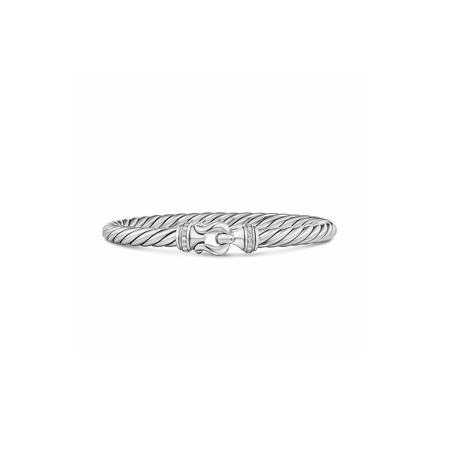 David Yurman Cable Flex Buckle Bracelet In Sterling Silver With Diamonds, 6mm - Size Small David Yurman Cable Flex Buckle Bracelet In Sterling Silver With Diamonds, 6mm - Size Small
