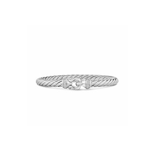 David Yurman Cable Flex Buckle Bracelet In Sterling Silver With Diamonds, 6mm - Size Small