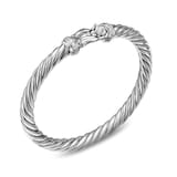 David Yurman Cable Flex Buckle Bracelet In Sterling Silver With Diamonds, 6mm - Size Small