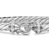 David Yurman Cable Flex Buckle Bracelet In Sterling Silver With Diamonds, 6mm - Size Small