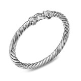 David Yurman Cable Flex Buckle Bracelet In Sterling Silver With Diamonds, 6mm - Size Medium