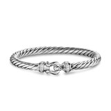 David Yurman Cable Flex Buckle Bracelet In Sterling Silver With Diamonds, 6mm - Size Medium