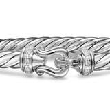 David Yurman Cable Flex Buckle Bracelet In Sterling Silver With Diamonds, 6mm - Size Medium