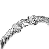 David Yurman Cable Flex Buckle Bracelet In Sterling Silver With Diamonds, 6mm - Size Medium