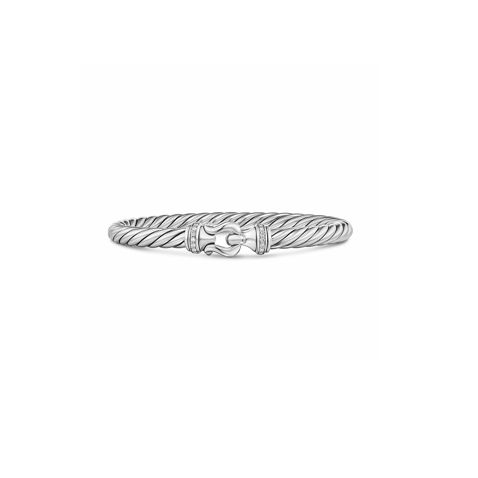 David Yurman Cable Flex Buckle Bracelet In Sterling Silver With Diamonds, 6mm - Size Large David Yurman Cable Flex Buckle Bracelet In Sterling Silver With Diamonds, 6mm - Size Large