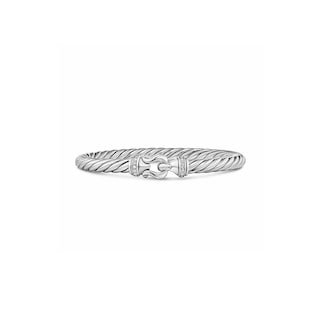 David Yurman Cable Flex Buckle Bracelet In Sterling Silver With Diamonds, 6mm - Size Large