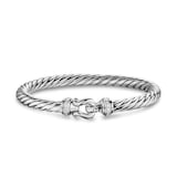 David Yurman Cable Flex Buckle Bracelet In Sterling Silver With Diamonds, 6mm - Size Large